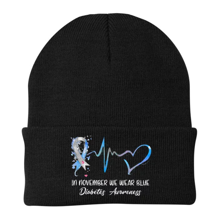 In November We Wear Blue Diabetes Awareness Gifts Knit Cap Winter Beanie