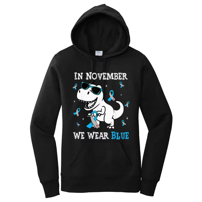 In November We Wear Blue Diabetes Awareness Women's Pullover Hoodie