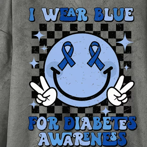 In November We Wear Blue T1D Diabetes Awareness Happy Face Hooded Wearable Blanket