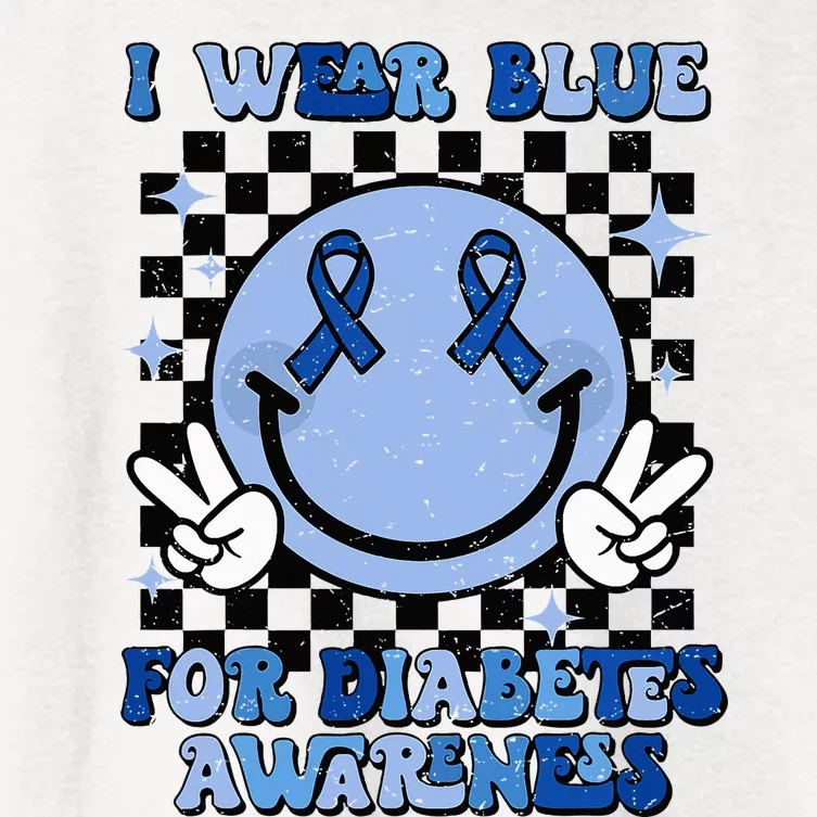 In November We Wear Blue T1D Diabetes Awareness Happy Face Women's Crop Top Tee