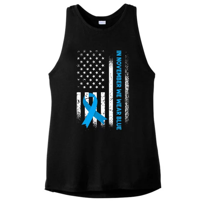 In November We Wear Blue - T1D Diabetes Awareness Ladies Tri-Blend Wicking Tank