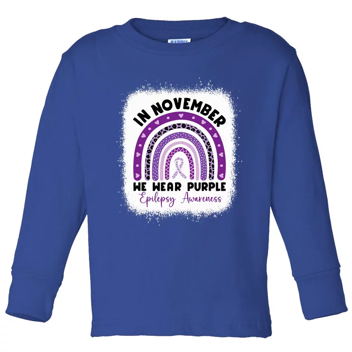 In November We Wear Purple Epilepsy Awareness Month Rainbow Toddler Long Sleeve Shirt