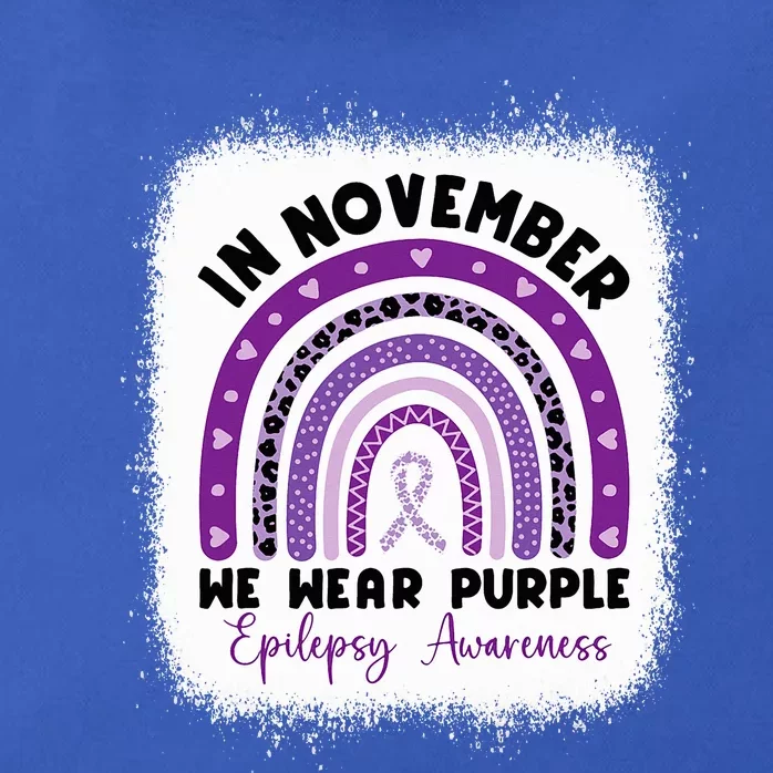 In November We Wear Purple Epilepsy Awareness Month Rainbow Zip Tote Bag