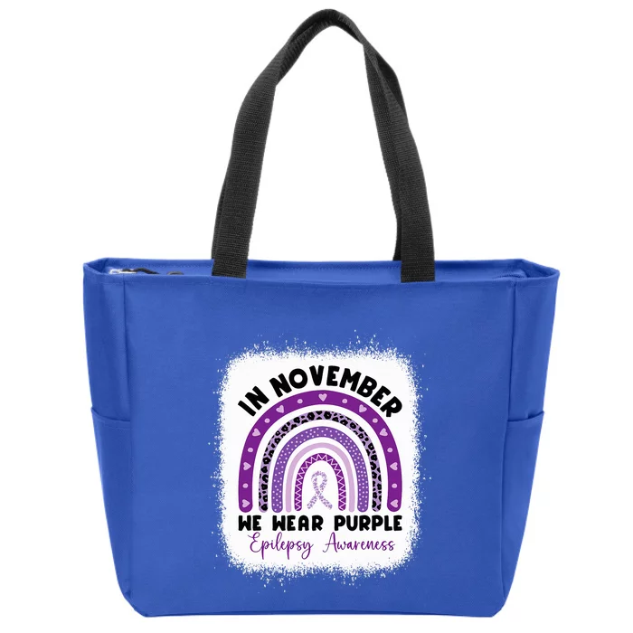 In November We Wear Purple Epilepsy Awareness Month Rainbow Zip Tote Bag