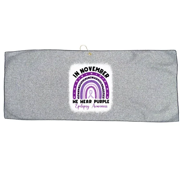 In November We Wear Purple Epilepsy Awareness Month Rainbow Large Microfiber Waffle Golf Towel