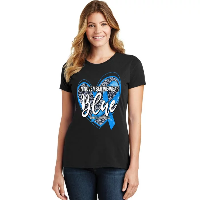 In November We Wear Blue Diabetes Awareness Month Leopard Women's T-Shirt