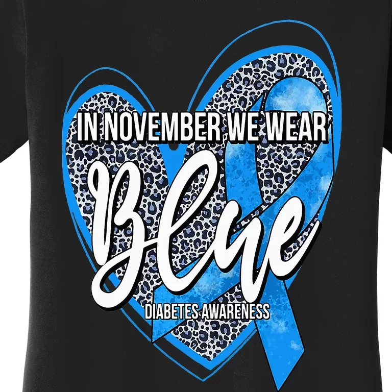 In November We Wear Blue Diabetes Awareness Month Leopard Women's T-Shirt