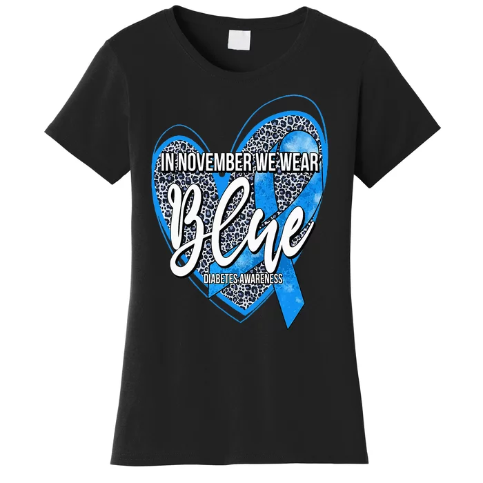 In November We Wear Blue Diabetes Awareness Month Leopard Women's T-Shirt