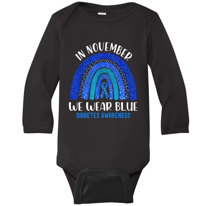 In November We Wear Blue Rainbow Diabetes Awareness Baby Long Sleeve Bodysuit