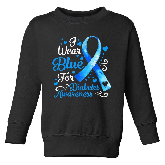 In November We Wear Blue Ribbon Diabetes Awareness Month Toddler Sweatshirt