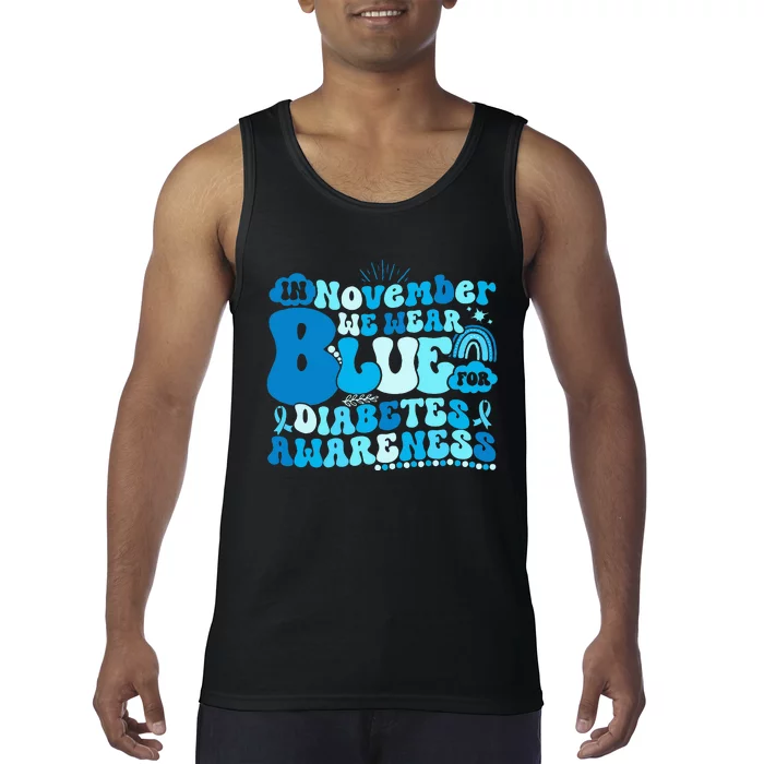 In November We Wear Blue Groovy Diabetic Diabetes Awareness Tank Top