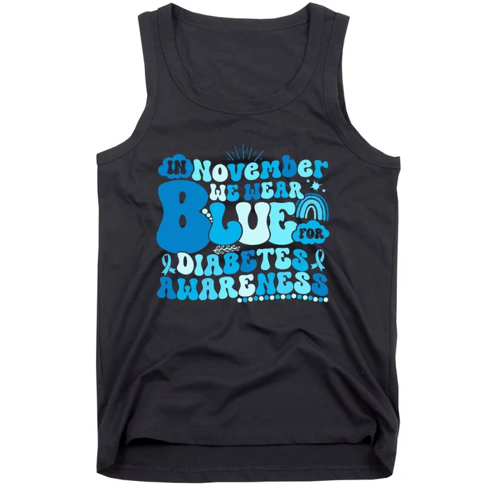 In November We Wear Blue Groovy Diabetic Diabetes Awareness Tank Top