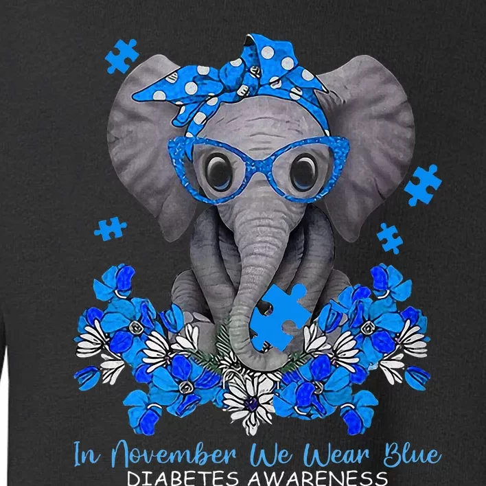 In November We Wear Blue Elephant Diabetes Awareness Gifts Toddler Sweatshirt