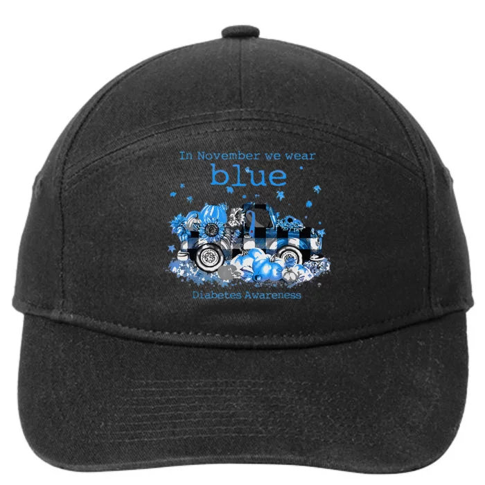 In November We Wear Blue Truck Diabetes Awareness 7-Panel Snapback Hat