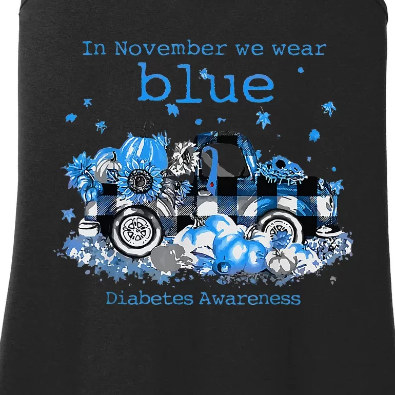 In November We Wear Blue Truck Diabetes Awareness Ladies Essential Tank