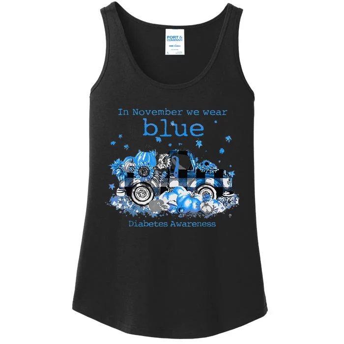 In November We Wear Blue Truck Diabetes Awareness Ladies Essential Tank