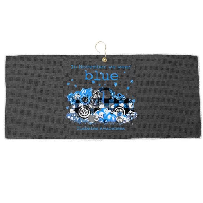 In November We Wear Blue Truck Diabetes Awareness Large Microfiber Waffle Golf Towel