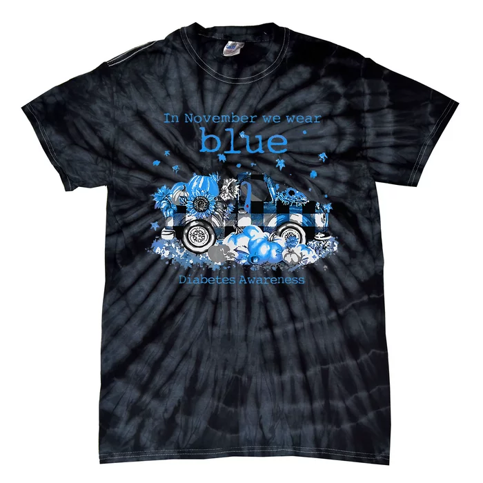 In November We Wear Blue Truck Diabetes Awareness Tie-Dye T-Shirt