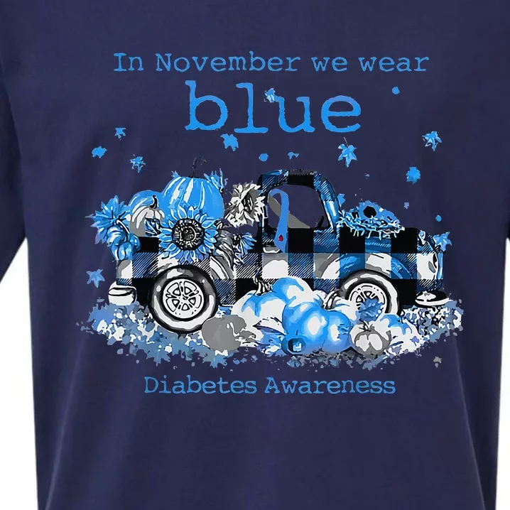 In November We Wear Blue Truck Diabetes Awareness Sueded Cloud Jersey T-Shirt