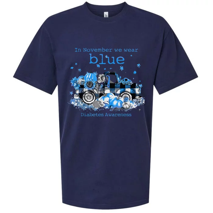 In November We Wear Blue Truck Diabetes Awareness Sueded Cloud Jersey T-Shirt