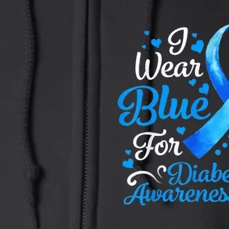 In November We Wear Blue Ribbon Diabetes Awareness Month Full Zip Hoodie