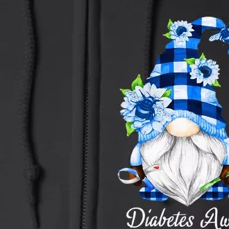 In November We Wear Blue Gnomes Diabetes Awareness Full Zip Hoodie