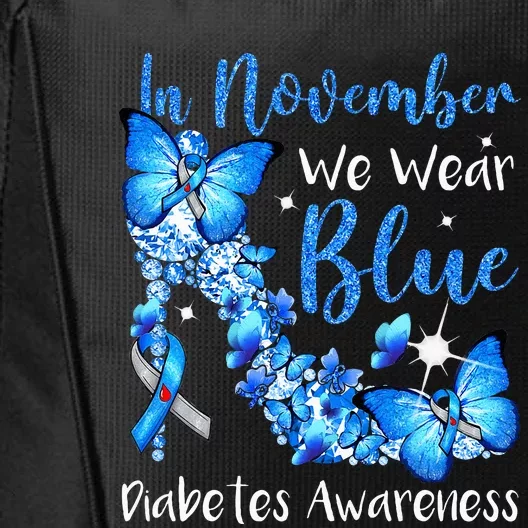 In November We Wear Blue Butterflies Diabetes Awareness City Backpack