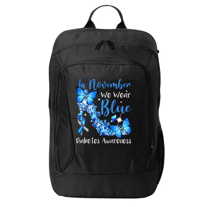 In November We Wear Blue Butterflies Diabetes Awareness City Backpack