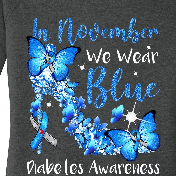 In November We Wear Blue Butterflies Diabetes Awareness Women's Perfect Tri Tunic Long Sleeve Shirt