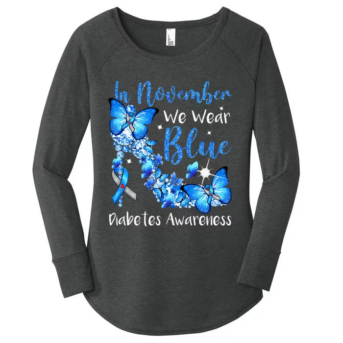 In November We Wear Blue Butterflies Diabetes Awareness Women's Perfect Tri Tunic Long Sleeve Shirt