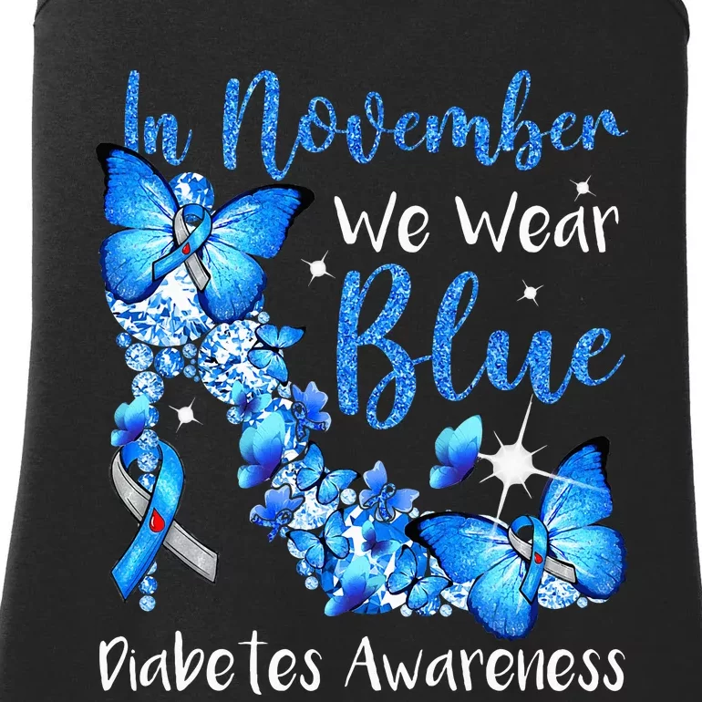 In November We Wear Blue Butterflies Diabetes Awareness Ladies Essential Tank