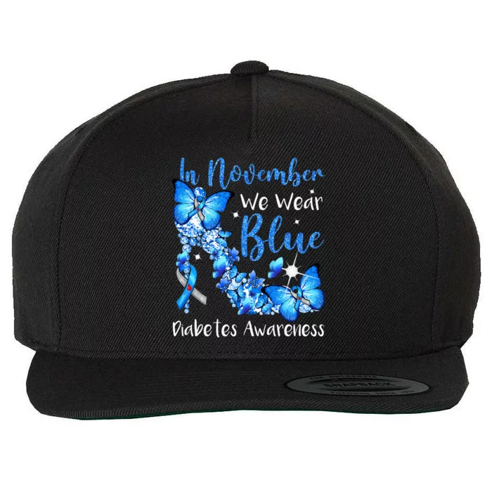 In November We Wear Blue Butterflies Diabetes Awareness Wool Snapback Cap