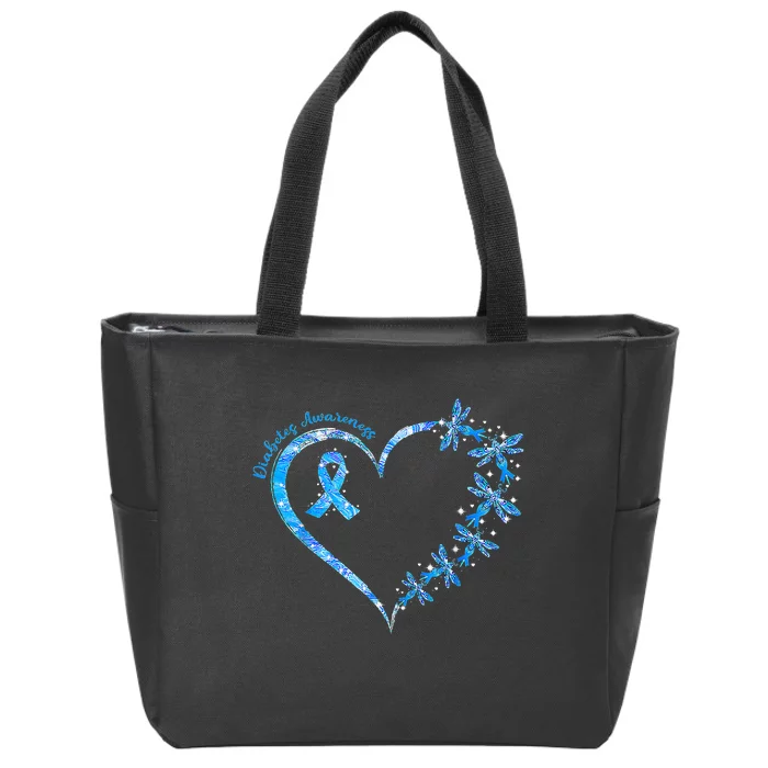 In November We Wear Blue Cure Diabetes Awareness Love Heart Zip Tote Bag