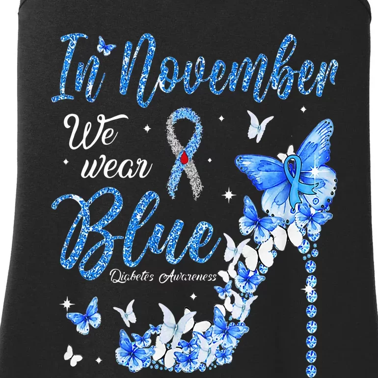 In November We Wear Blue Diabetes Awareness Butterflies Fun Ladies Essential Tank