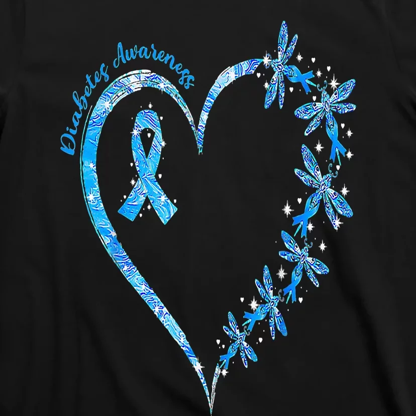 In November We Wear Blue Cure Diabetes Awareness Love Heart T-Shirt