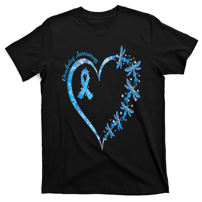 In November We Wear Blue Cure Diabetes Awareness Love Heart T-Shirt