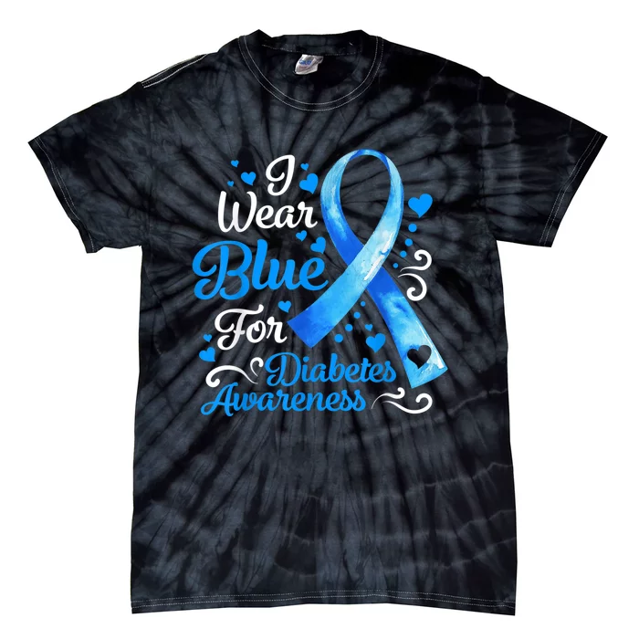 In November We Wear Blue Ribbon Diabetes Awareness Month Tie-Dye T-Shirt