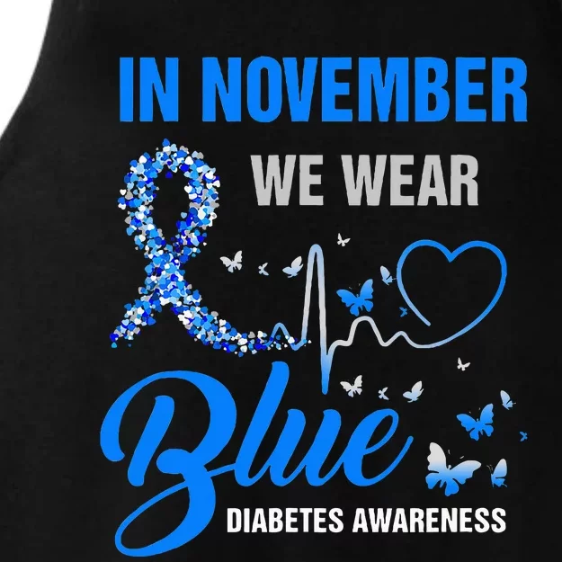 In November We Wear Blue Heartbeat Diabetes Awareness Ladies Tri-Blend Wicking Tank