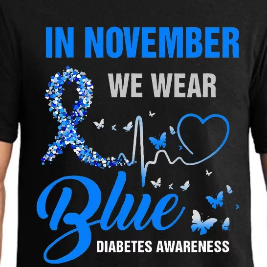 In November We Wear Blue Heartbeat Diabetes Awareness Pajama Set