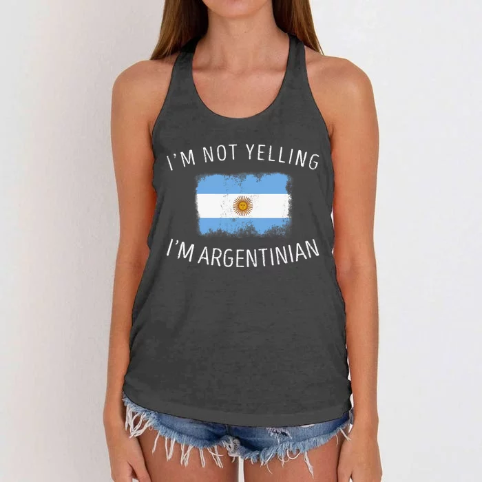 I'm Not Yelling I'm Argentinian Funny Argentina Pride Women's Knotted Racerback Tank