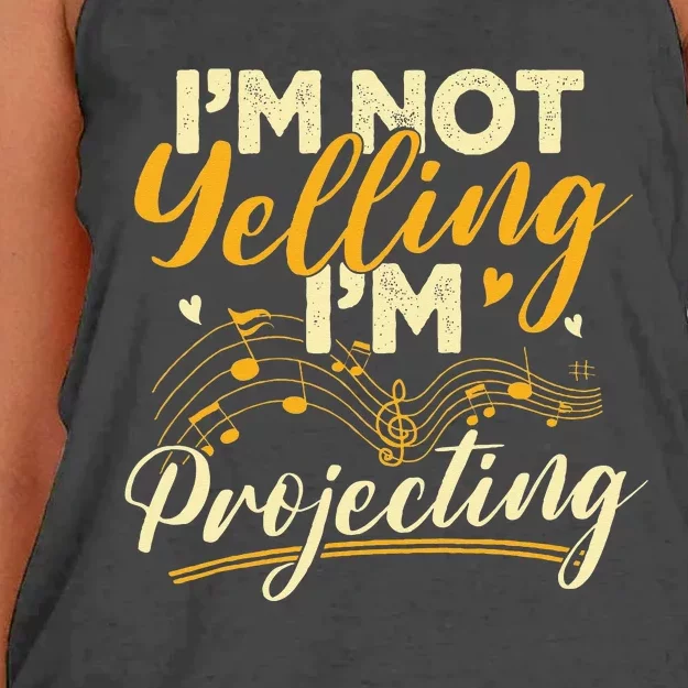 I'm Not Yelling Projecting Music Choir Singing Singer Band Women's Knotted Racerback Tank