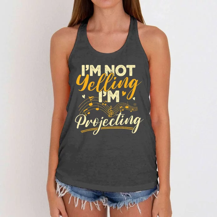 I'm Not Yelling Projecting Music Choir Singing Singer Band Women's Knotted Racerback Tank