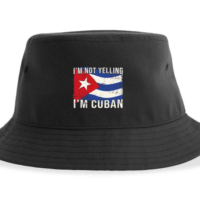 IM Not Yelling IM Cuban Heritage Cuba Flag Funny Quote Sustainable Bucket Hat