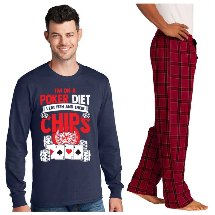 I'm on a poker diet I eat fish and their chips cards Long Sleeve Pajama Set