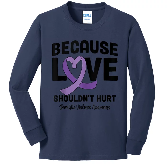 In October Awareness Domestic Violence Awareness Purple Kids Long Sleeve Shirt