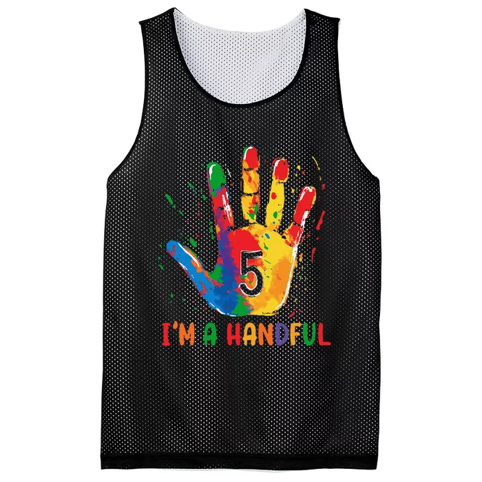 IM Officially A Handful 5th Cute Five Birthday Party Mesh Reversible Basketball Jersey Tank