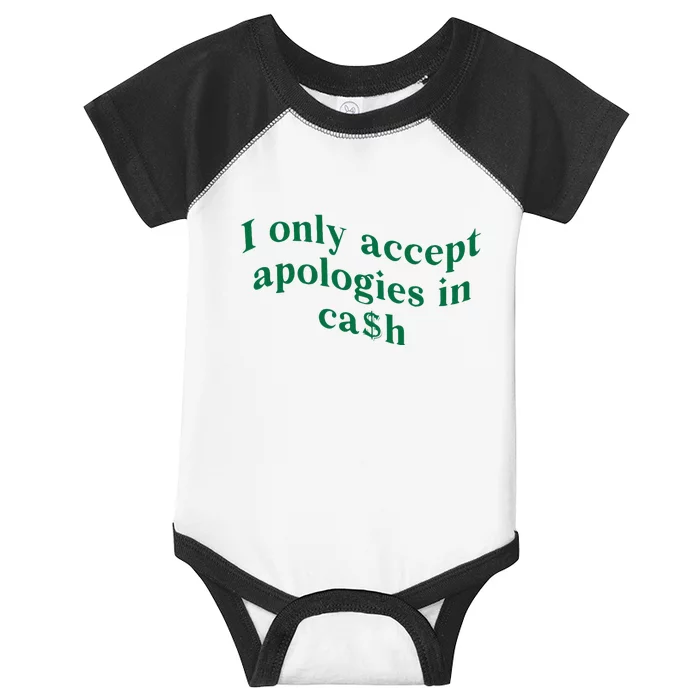 I Only Accept Apologies In Cash Infant Baby Jersey Bodysuit