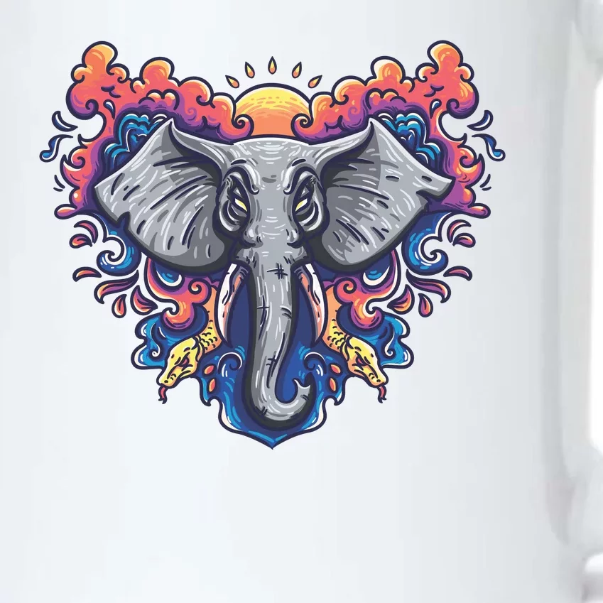 Illustration Of An Elephant Sunrise Black Color Changing Mug