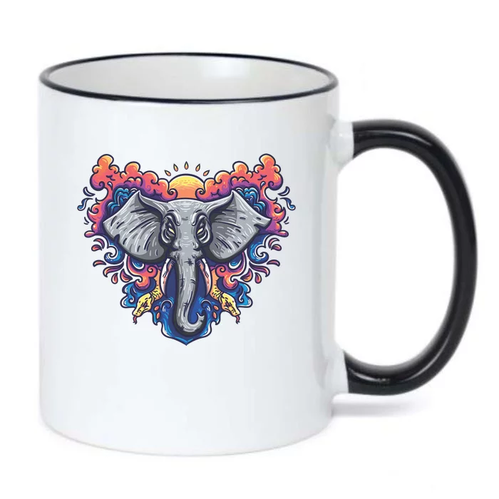 Illustration Of An Elephant Sunrise Black Color Changing Mug