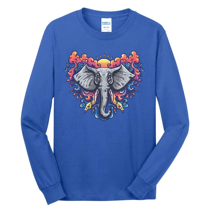 Illustration Of An Elephant Sunrise Tall Long Sleeve T-Shirt